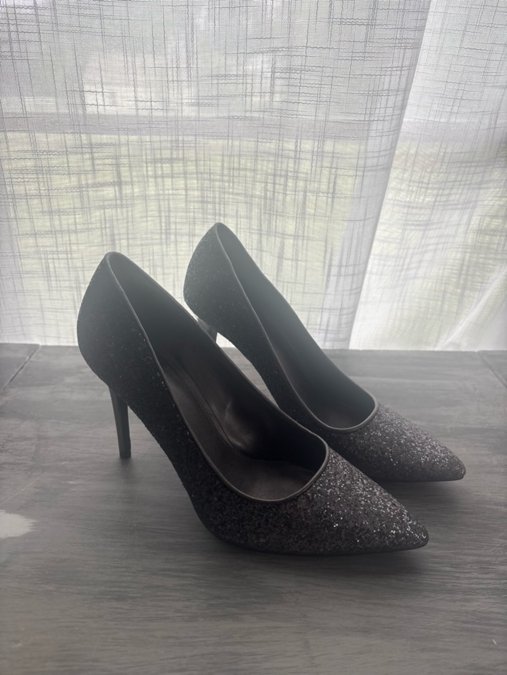 Michael Kors Black Glitter Pointed-Toe Stiletto Pumps